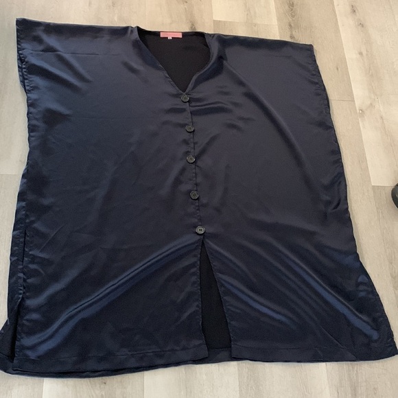 Tabitha navy caftan size 16 silky cover Up oversized lagenlook‎ bohemian - Picture 7 of 9